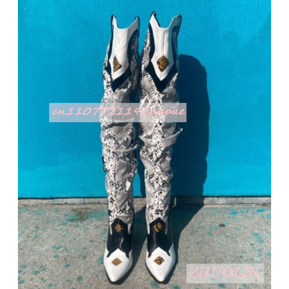 Winter Embroidered Snake Patte - Knee High Sock Women 评论和价格