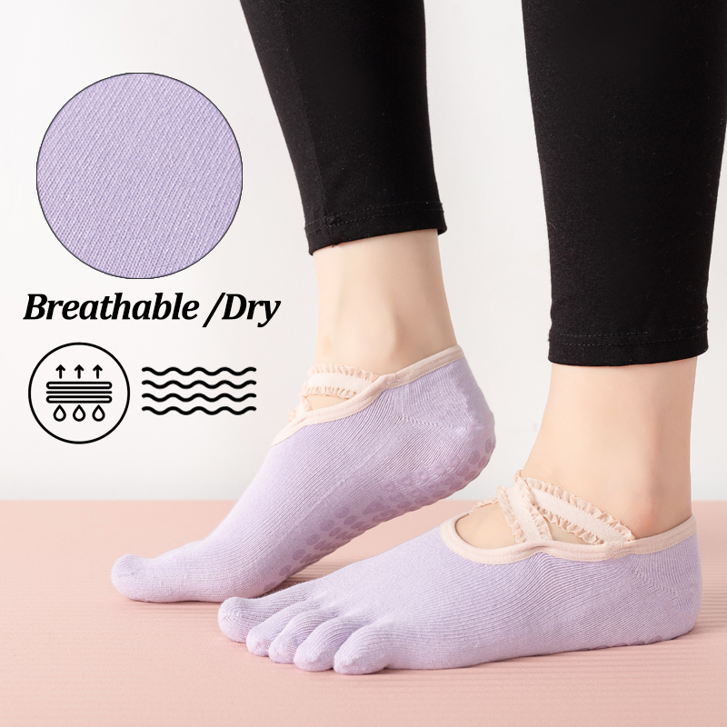 Ladies Non-Slip Pilates Socks  - Grip Sock Yoga 评论和价格