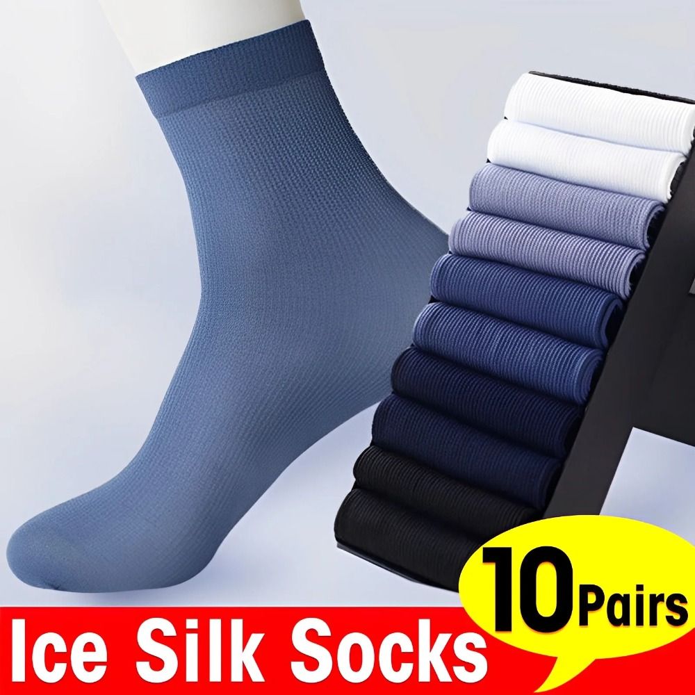 10pairs New Breathable Men Ice - Silk Sock Bamboo 评论和价格