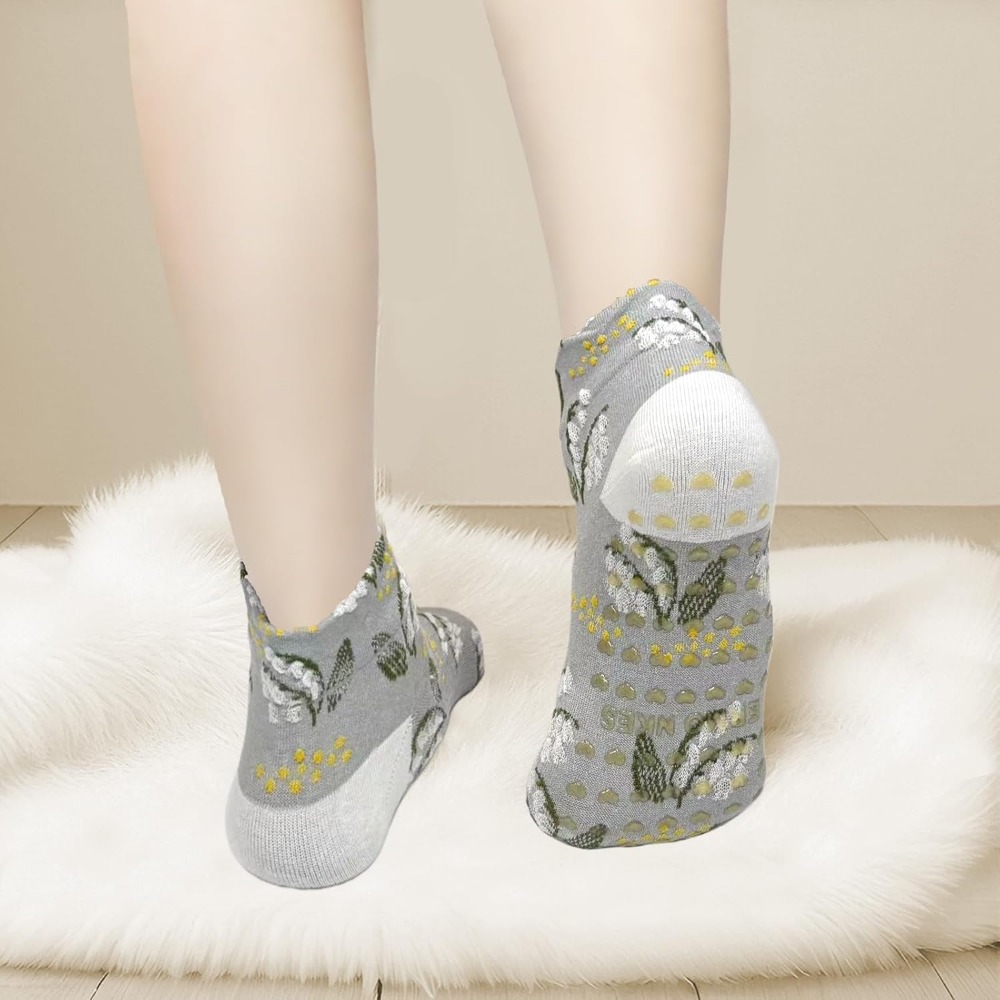 Floral Jacquard Yoga Socks for - Grip Sock Yoga 评论和价格