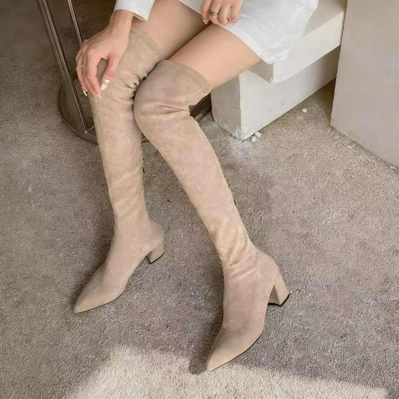 Sexy Women's Boots Pointed Toe - Knee High Sock Women 评论和价格